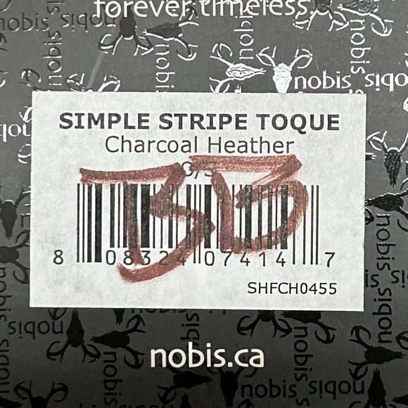 NWT Nobis Beanie Hat Simple Stripe Toque Charcoal Heather Orange Unisex One Size - Picture 3 of 6